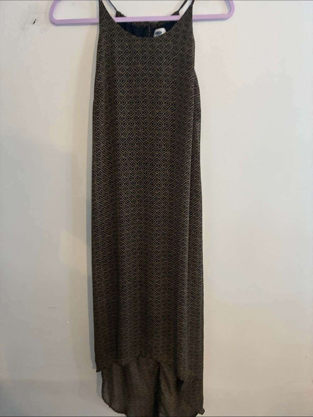 Fairycore Light Airy Sleeveless Green Geometric Mid to long Maxi Dress Worn 1x